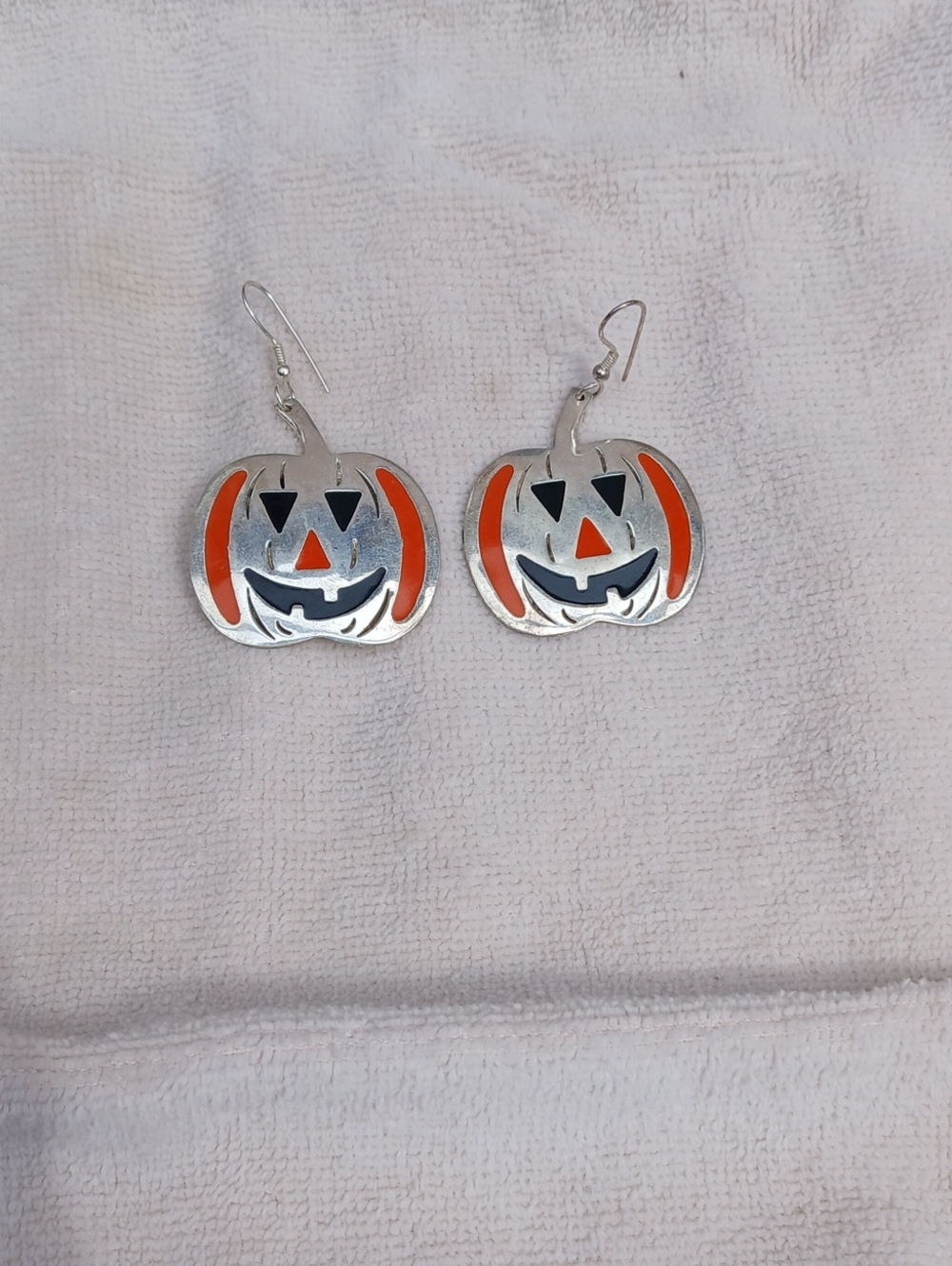Vintage Alpaca Mexico Earrings Pumpkin